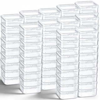 12/24/48/60 ชิ้น Mini Square กล่องเก็บ-กล่องพลาสติกใสต่างหูเครื่องประดับ Earplug บรรจุภัณฑ์คอนเทนเนอร์-กันฝุ่นจัดเก็บ