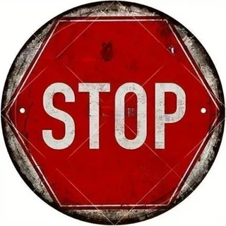 COD ป้าย STOP Vintage Metal Plaque ทรงกลม โลหะ สไตล์วินเทจ ตกแต่งโรงรถ บาร์บ้าน แข็งแรง ทนทาน