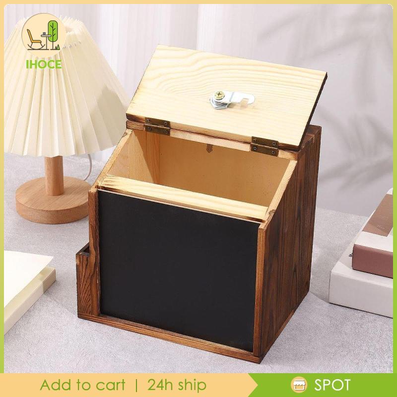[Ihoce] กล่องข้อเสนอแนะไม้ Tip Drop Donation Box ที่มีการล็อคกล่อง Comment Ballot ที่สะดวกกล่องเก็บเ