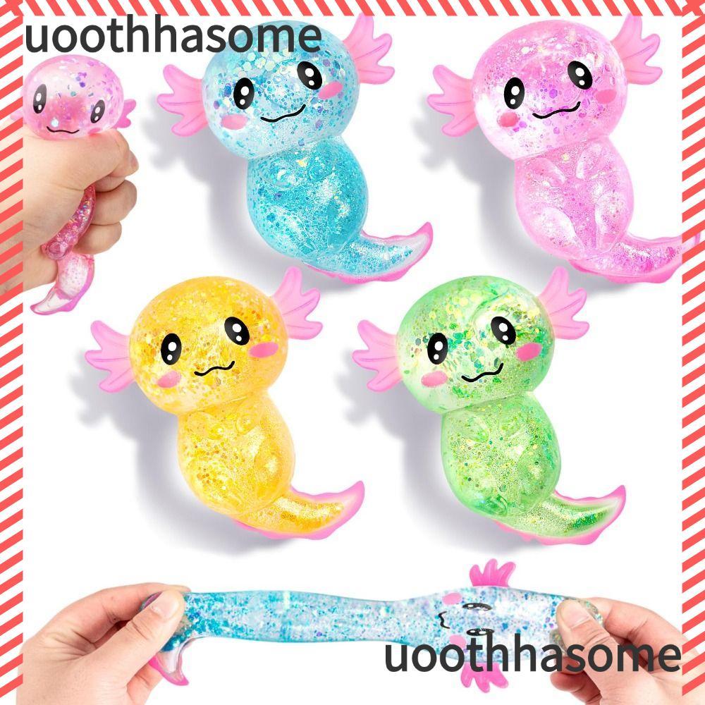UOOTHASOME Axolotl Squishy ของเล่น, Glitter รูปร่างน่ารัก Squishy ความเครียด Glitter, น่ารักเนื้อผ่อ