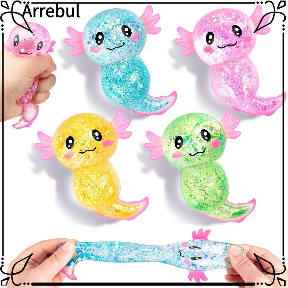ARREBUL Squishy Stress Glitter, Glitter Sugar Filled Axolotl Squishy น่ารักน่ารักรูปร่าง Soothing Te