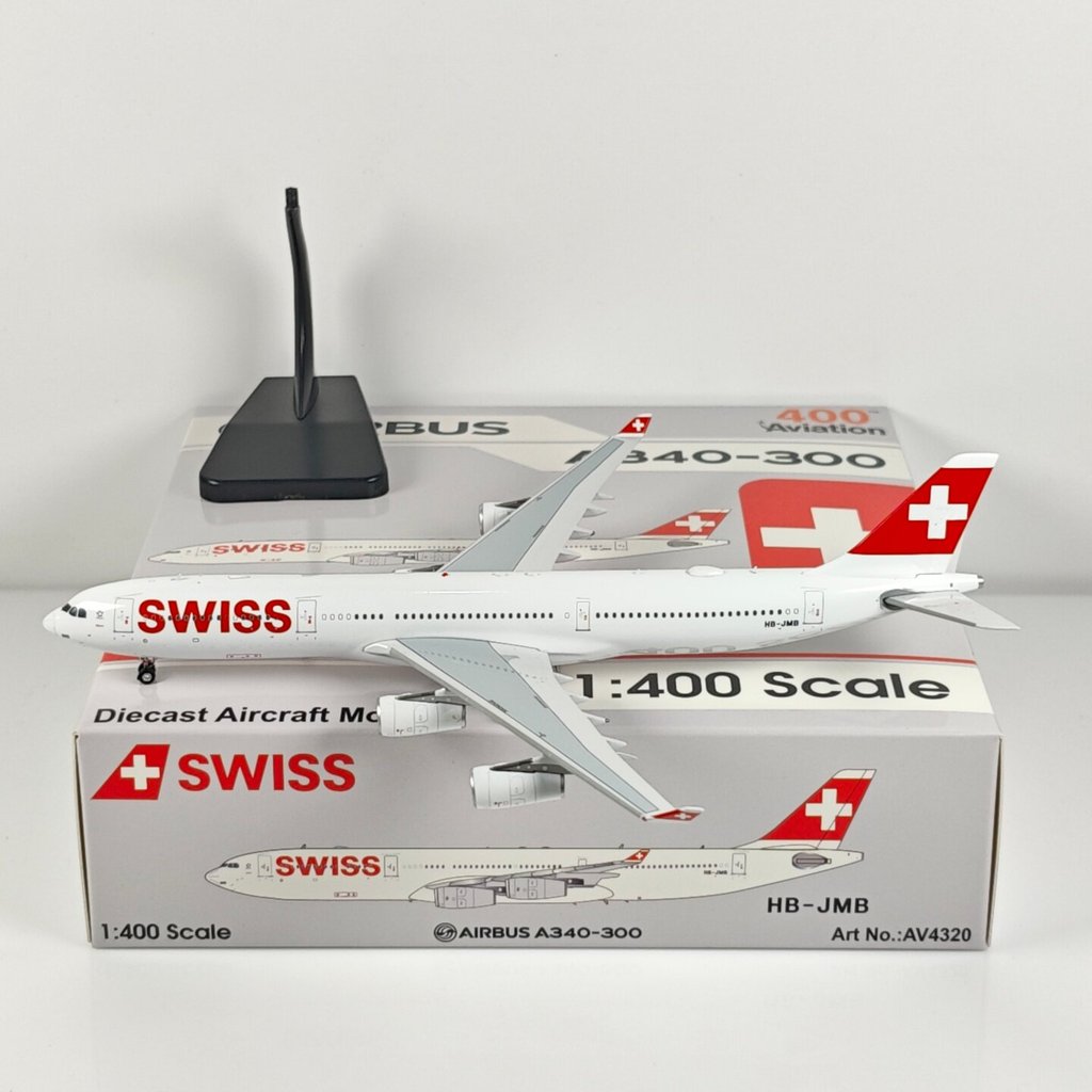 Aviation AV4320 1: 400 Swiss Airlines A340-300 HB-JMB โมเดลเครื่องบินโลหะผสม