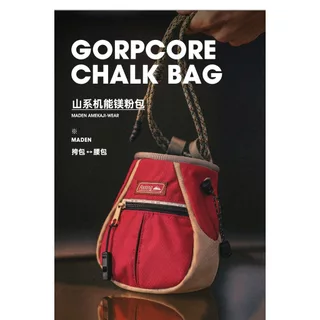 Retro Men American Mountain Style Chalk Bag Outdoor Crossbody Bag Red Portable Open Top Storage Bag