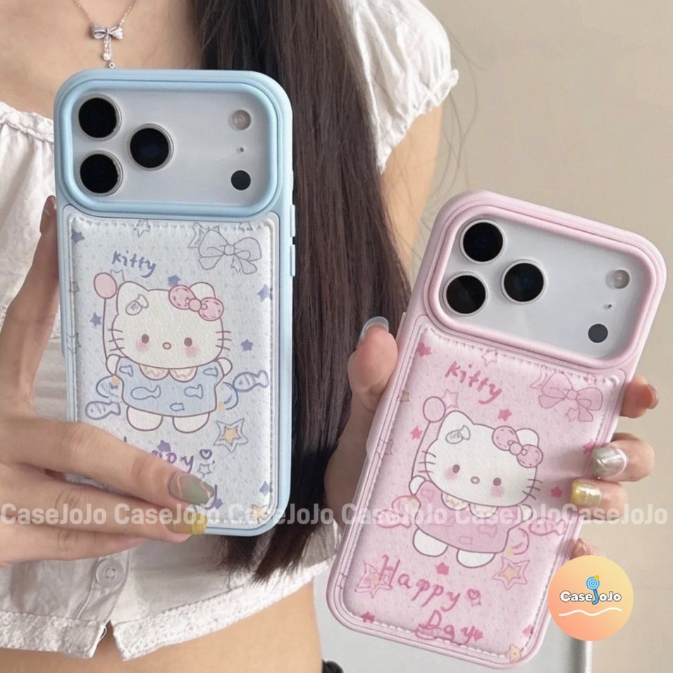 เคสหนังคิตตี้ สำหรับ iPhone 13 14 17 Air 11 12 Pro 16 Plus 15 Pro Max X/Xr/Xs/Xs Max หนานุ่ม สัมผัสใส่ผิว น่ารัก การ์ตูน