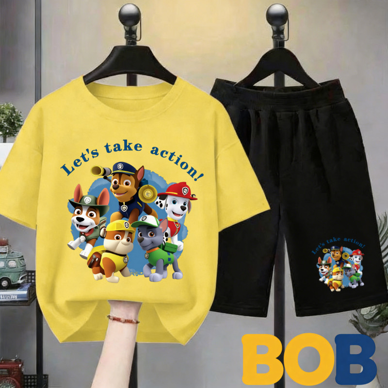 【ส่งไว 24ชม】2ชิ้น BOB ชุดเด็กชาย PAW Patrol หมาน้อยผู้กล้า เสื้อยืดกางเกงขาสั้น ผ้า TC ผ้าสำลีเนื้อดี ไม่ยับ ใส่สบาย#34