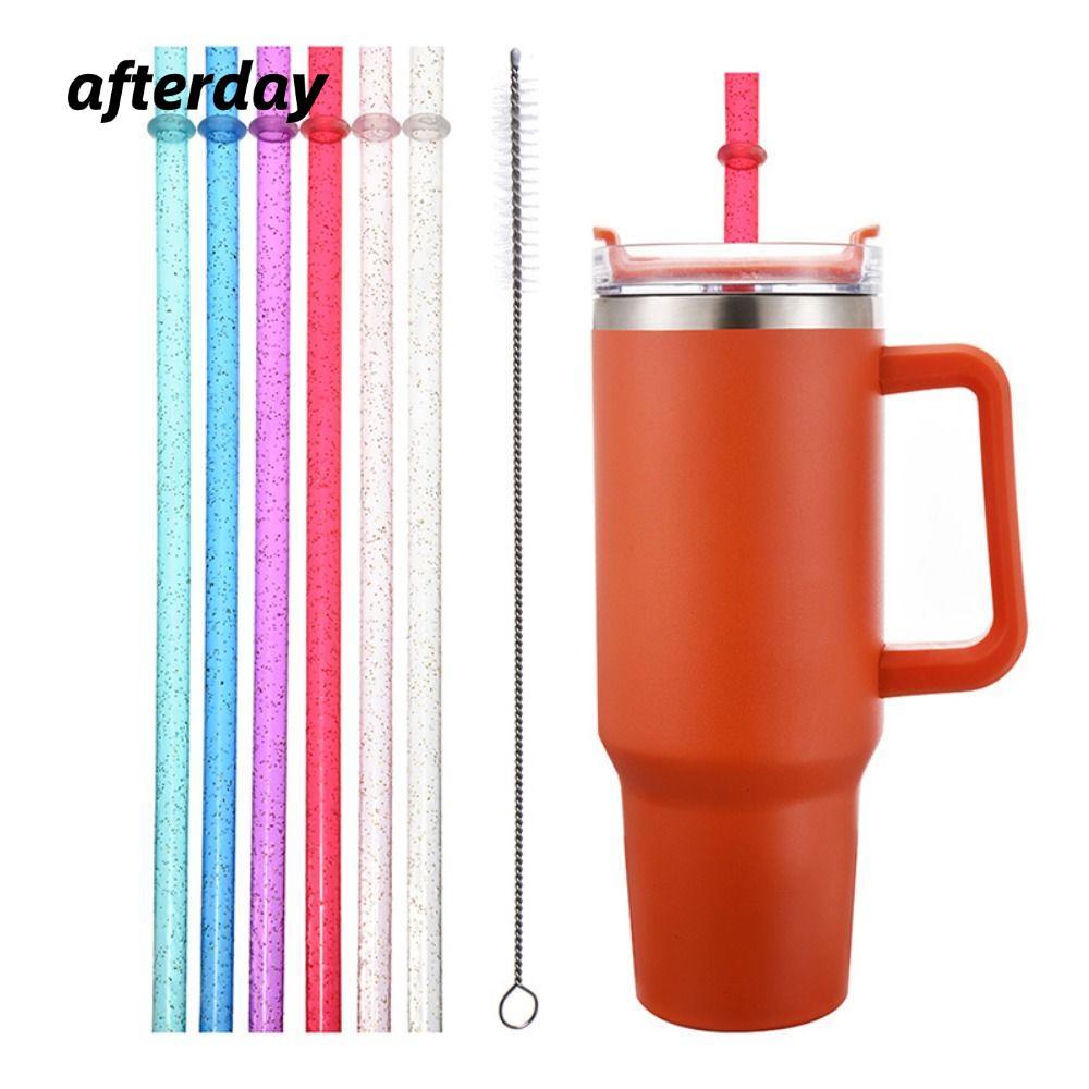 AFTERDAY568 12 + 1 ผงทองหลอดพลาสติก, แบบพกพานํากลับมาใช้ใหม่รถถ้วยหลอด,พร้อมแปรงทําความสะอาดถ้วยอุปก