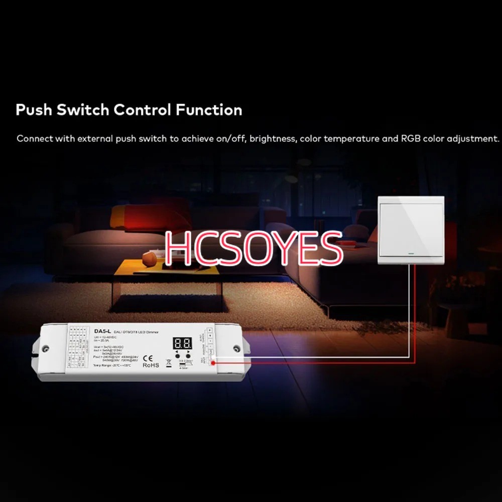 Skydance DA5-L(DT6/DT8)DALI LED Dimmer 5Channel Controller 5CH*4A 12V-48VDC