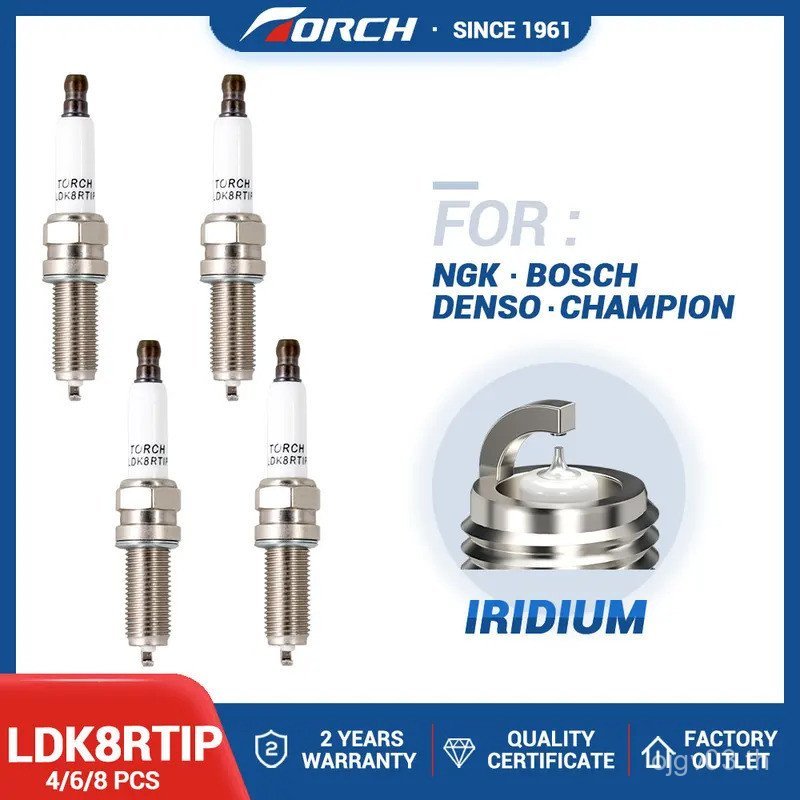 4-8PCS เทียนอิริเดียม TORCH LDK8RTIP F4J16-3707010AB F4J16-3707010AC เปลี่ยนสําหรับ Denso SXU22HDR8 