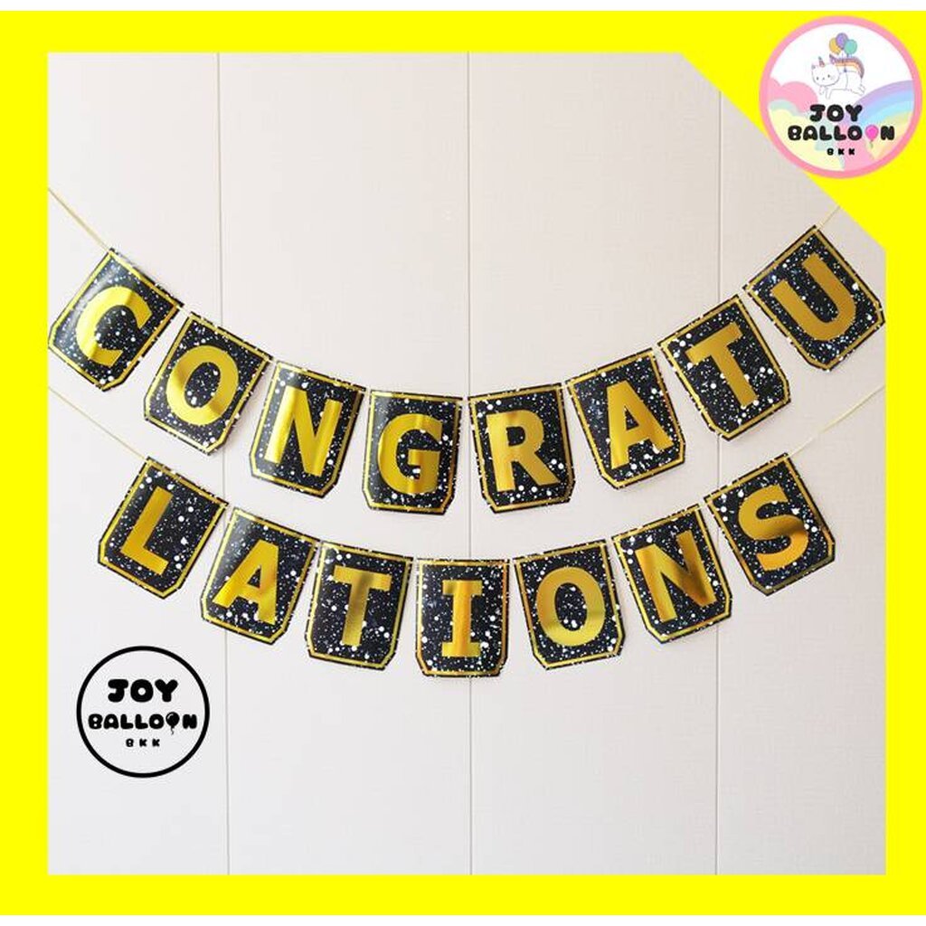 ป้ายจบการศึกษา เรียนจบ แสดงความยินดี รับปริญญา ธง Congratulations พร้อมริบบิ้น (ส่งเร็วจากกรุงเทพ) ทำจากกระดาษแข็ง ขอ… ราคา ถูกที่สุด ดีลบีเคเค แกลเลอรีภาพที่ 4