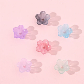 50-100ชิ้น ลูกปัดดอกกระดิ่ง (12x7mm) อะคริลิคไล่สีทูโทน ดอกไม้โปร่งแสง สำหรับร้อยสร้อยข้อมือ สายคล้องมือถือ DIY