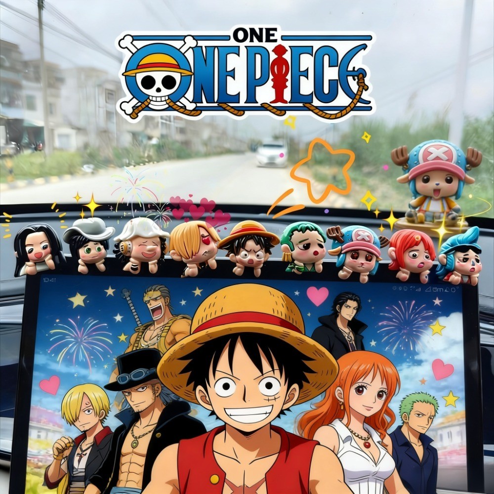 9 ชิ้น/เซ็ต One Piece อะนิเมะรูป Luffy Zoro Chopper Nami Action Figure Land of Wano ของเล่นรถ Auto ภายใน Dashboard อุปกรณ์เสริม