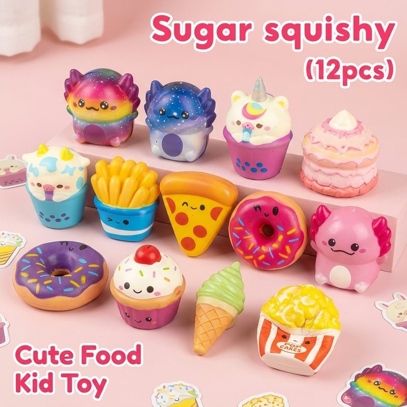 ของเล่นบีบคลายเครียด ของเล่นคลายเครียด ของเล่นบีบ squishy กล่องสุ่ม 12pcs มีหลายแบบให้เลือก