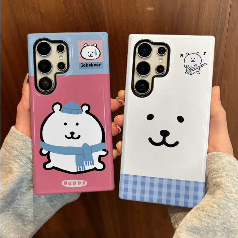 SAMSUNG Minimalist Self-Deprecating Bearรูปแบบป้องกันกรณีเหมาะสําหรับSamsung s26 s26ultra s22u s23 Plus s23FE s24 s25 Plus A55 A56 A36 โทรศัพท์มือถือกรณี