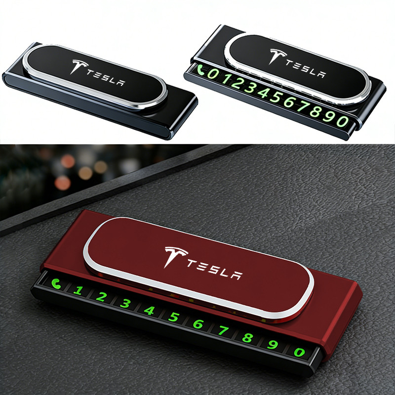 Tesla รถที่จอดรถชั่วคราวการ์ดหมายเลขโทรศัพท์แผ่นรถสติกเกอร์รถ Park หยุดการ์ดอุปกรณ์เสริม,สําหรับ Tes