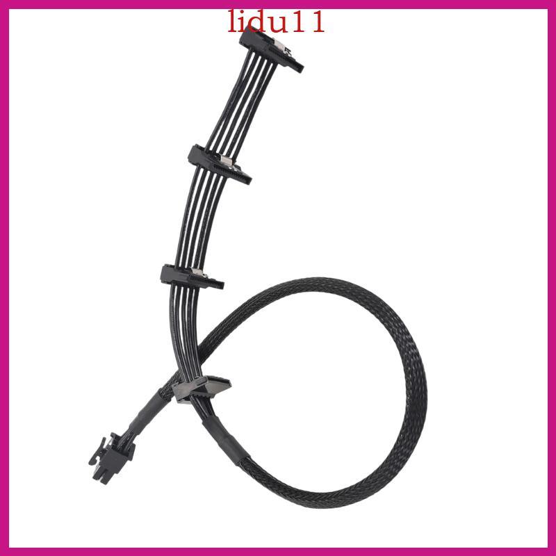 LID 18AWG 6Pin ถึง 4 SATAs สายไฟอะแดปเตอร์สําหรับหน่วยจ่ายไฟแบบโมดูลาร์ 50 ซม.