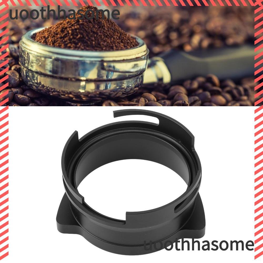 UOOTHASOME Dosing Funnel, Aluminium Alloy Rotatable Dosing Ring, อุปกรณ์กาแฟ Splash Proof Silver Bla
