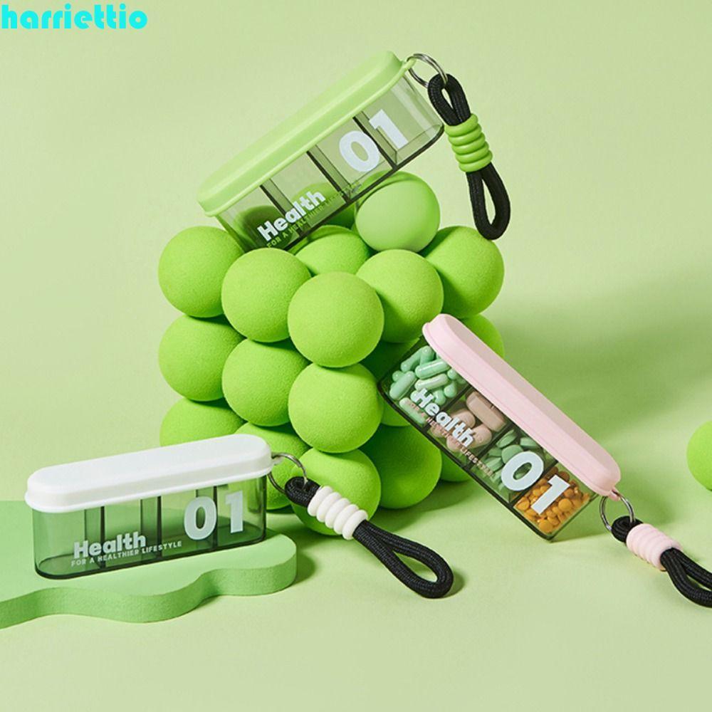 HARRIETTIO Pill Organizer, Pocket Stylish 4Grid Pill Case