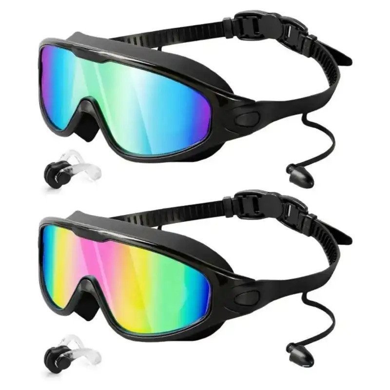 Wide Field Anti-fog Swimming Goggles, 1/2 Counts Anti-UV Swimming Goggles, Swimming Goggles for Adul