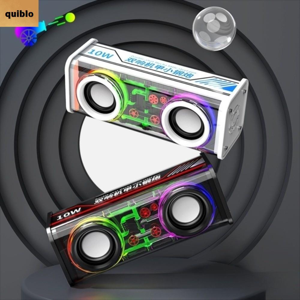 QUIBLO Mecha Speakers, Light Effect Double Bass Bluetooth 5.0 Speakers, Transparent Mini Size Light 