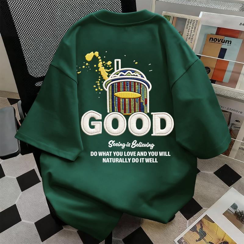 TeeTwoOneเสื้อยืดแฟชั่น Oversize ผ้าคอตตอน 100% ลาย “GOOD Beverage” สไตล์ลำลอง คอกลม แขนสั้น ผ้านุ่ม