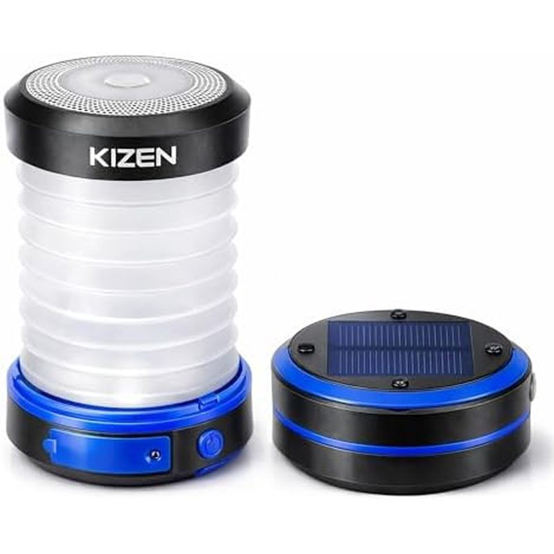 โคมไฟกลางแจ้ง Kizen พลังงานแสงอาทิตย์หรือใช้ปลั๊ก ไฟ LED แบบพับได้สำหรับไฟดับ ไฟเต็นท์ หรือไฟฉาย