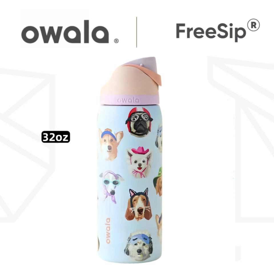 Owala FreeSip ขวดน้ําสแตนเลส – 24 ออนซ์ & 32 ออนซ์, ฉนวนสูญญากาศผนังคู่, ฝา 2-in-1 ป้องกันการรั่วพร้อมหลอด, ปลอดสาร BPA – เหมาะสําหรับกีฬา, ยิม, ท่องเที่ยวและใช้ทุกวัน
