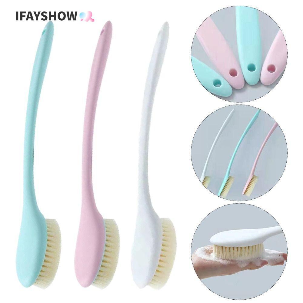 IFAYSHOW แปรงอาบน้ํา, เครื่องมือทําความสะอาด แปรงนวดอาบน้ํา, ด้ามยาวถูหลังเครื่องมืออาบน้ํานุ่ม
