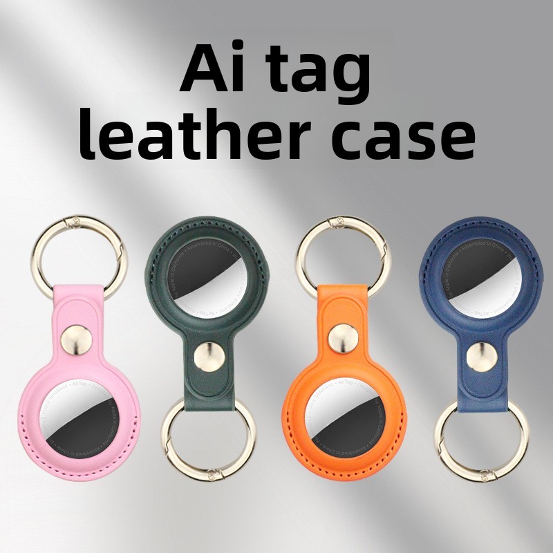 เคสหนัง PU Air-Tag พร้อมพวงกุญแจฝาครอบป้องกันป้องกันการตกสําหรับ Apple Air-Tag Anti-Lost Tracker