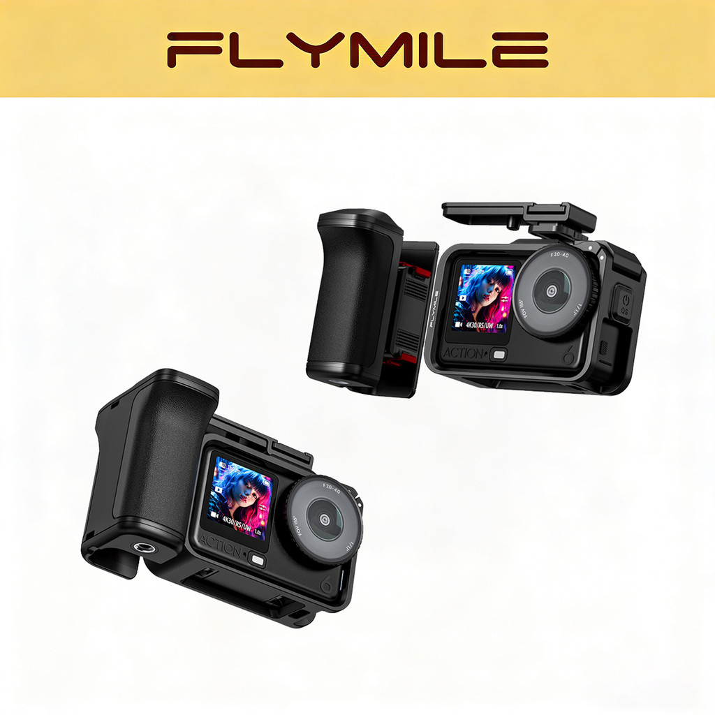 Flymile PC Grip, อุปกรณ์เสริม DJI Osmo Action 6, ด้ามจับส่วนต่อขยายกล้อง, สําหรับใช้กับกรง