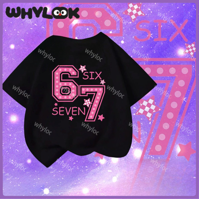 WHYLOOK เด็กชายและเด็กหญิงแขนสั้น T เสื้อยืดเด็ก 6 7 SIX SEVEN การ์ตูน T หลวม Fit เสื้อยืด Unisex