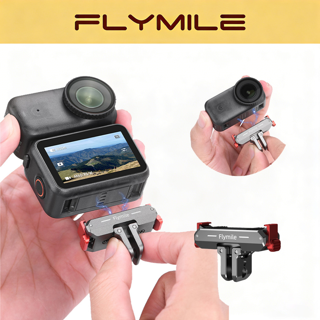 Flymile Metal Magnetic Quick-release Mount สําหรับอุปกรณ์เสริม DJI Osmo Nano/Action 6, วงเล็บขยายอะแดปเตอร์