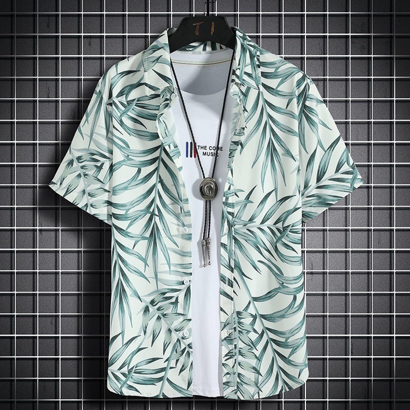 เสื้อฮาวายผู้ชาย แขนสั้น ผ้าแห้งเร็ว ลายดอกไม้ thumbnail 5