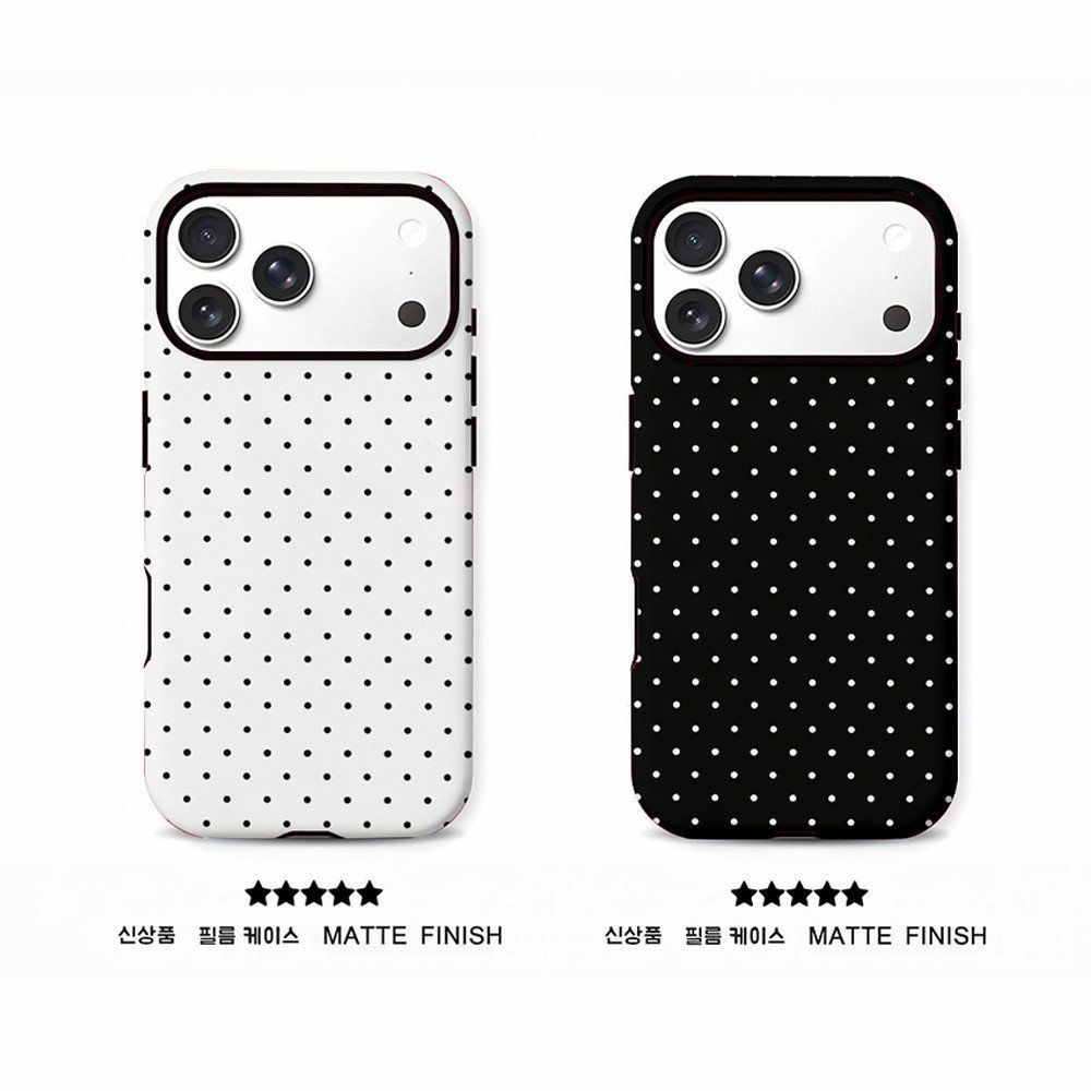 เคสโทรศัพท์เวอร์ชั่นเกาหลีเหมาะสําหรับ iPhone 7 8 X XS XR XSMAX 11 12 13 Mini 14 15 16 17 Air Pro Max Plus เต็มหน้าจอ Polka Dot เคสแข็งสองชั้น