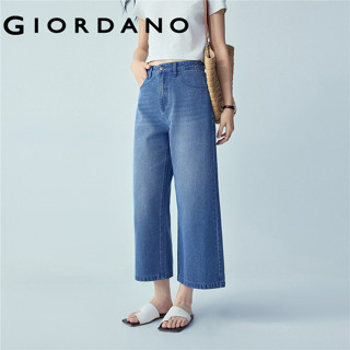 GIORDANO WOMEN 100% Cotton mid rise wide leg ankle length je…