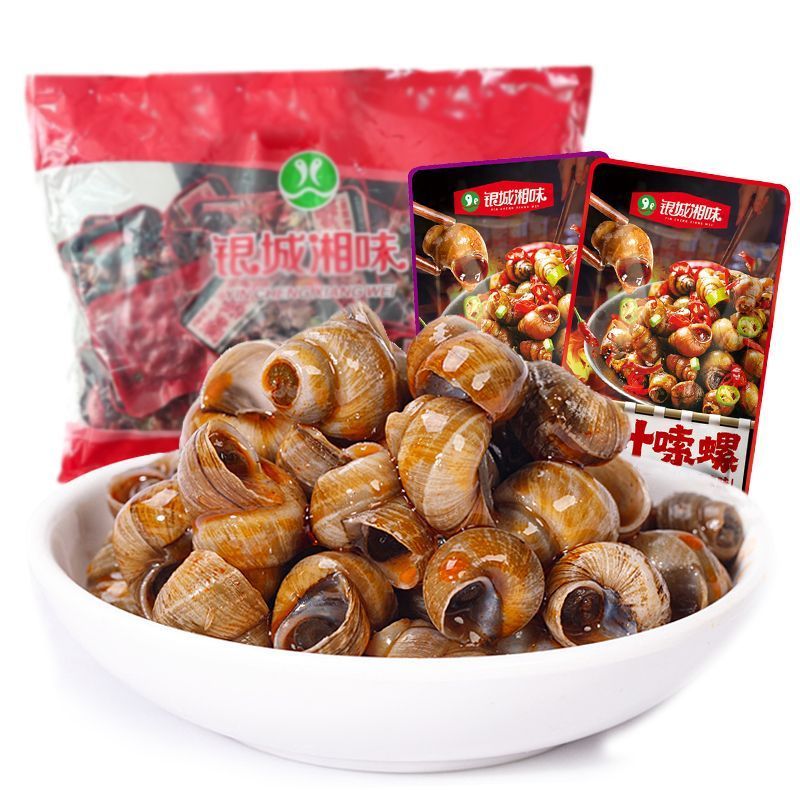 银城湘味麻辣炒田螺儿时零食田螺熟食螺丝肉8090后怀旧五毛钱即食1.6Yincheng Hunan Flavor Spicy Fried Field Snail Childhood Snacks Fi