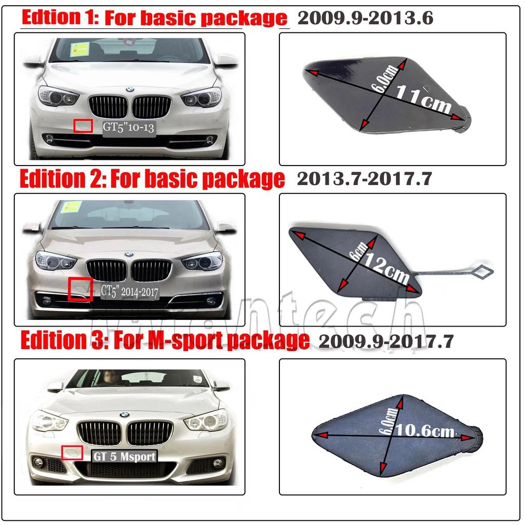 ฝาครอบลากด้านหน้าสําหรับ 10-17 BMW GT series F07 GranTurismo GT5 5GT Fit 520iX 530dx 530i 535d 535iX