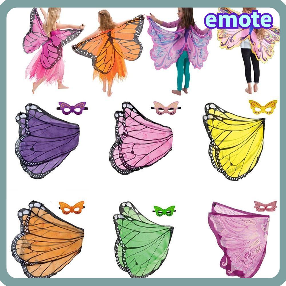 EMOTE Elf Angel Wings Cloak, Performance Chiffon Butterfly Wings Cape, Cosplay Stage เครื่องแต่งกายผ