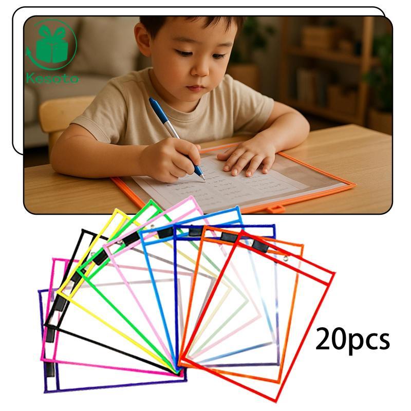 [Ehoyoxa] 20x Dry Erase Pocket Sleeves Dry Erase Bags 10"x14" Sheet Protectors นํากลับมาใช้ใหม่ได้