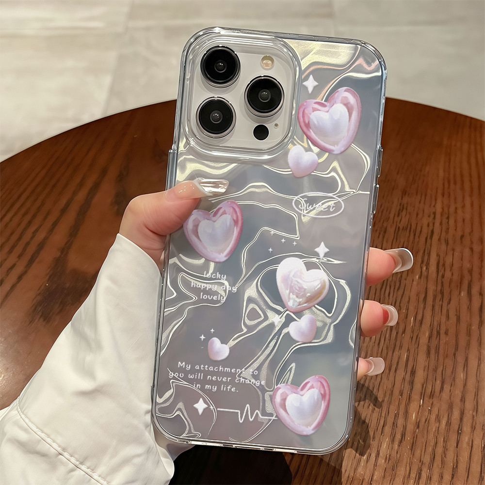 ✨จัดส่งในพื้นที่✨เคสโทรศัพท์ระลอกน้ำรักสีชมพูเหมาะสำหรับ iPhone16 15 14 13 11 6 7 8 plus Pro Promax - รูปที่ 7