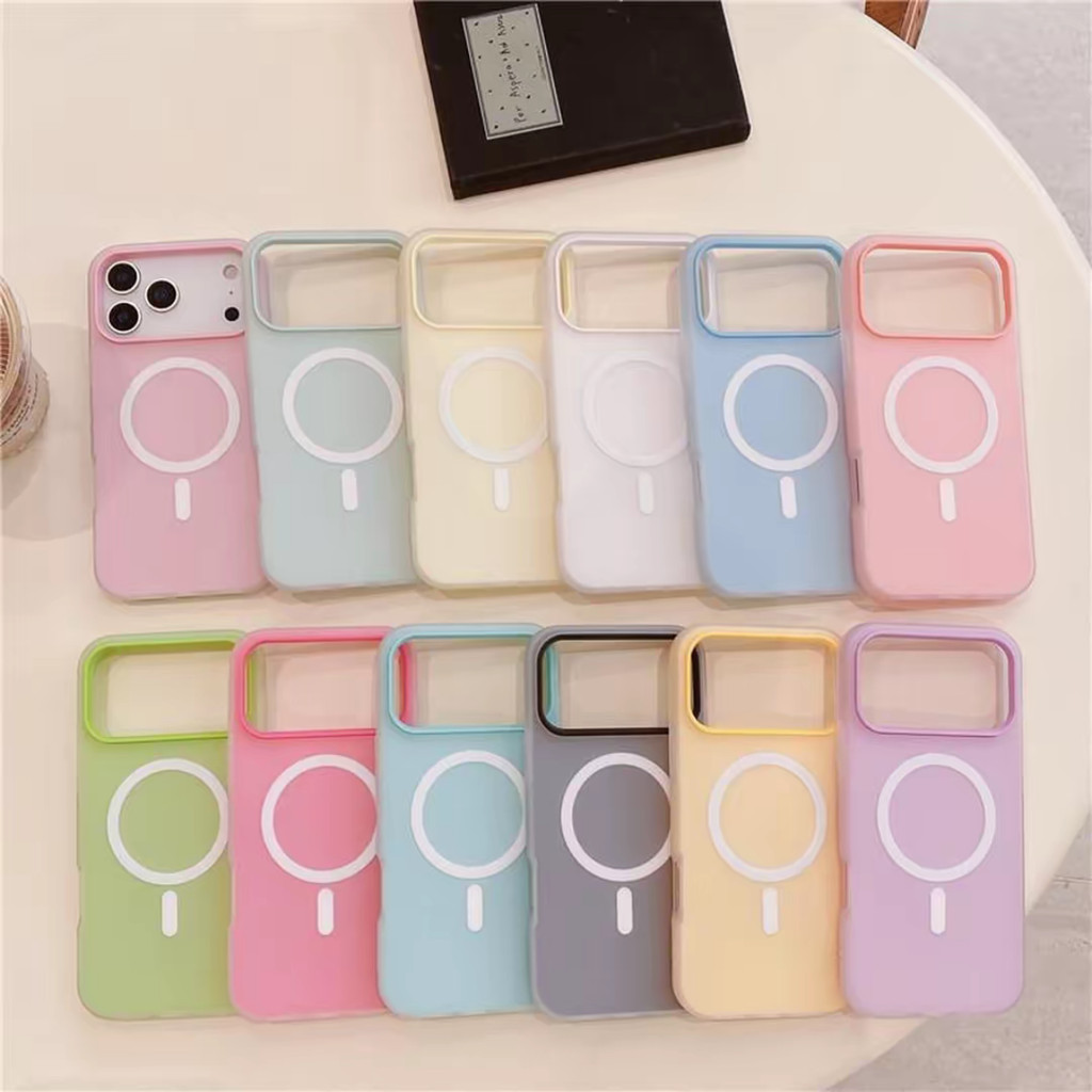 GOOD🔥ฟรอสต์แมทท์ 2-in-1 สีแคนดี้ เข้ากันได้สำหรับ เคสไอโฟน11 เคส iphone 17 16 Pro Max XR 12 13 14 15 สีชมพูสวยงาม#082