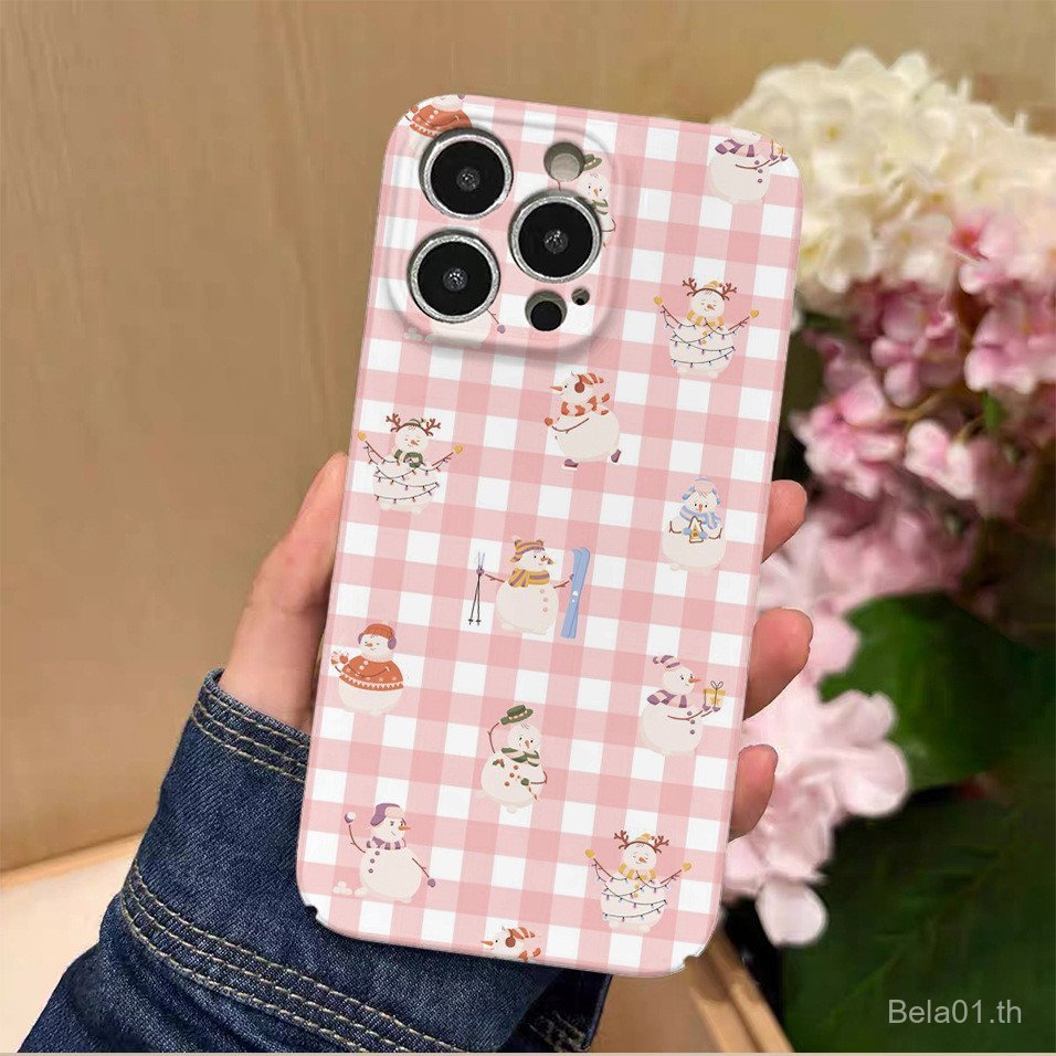 เคสโทรศัพท์ เหมาะสําหรับ iPhone Winter Snowman Check Pattern Film Case เหมาะสําหรับ iPhone17/16PM/16