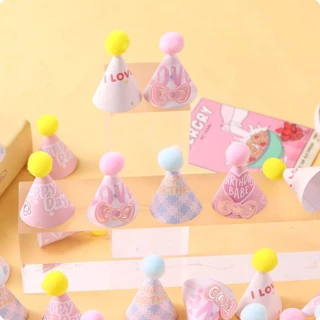 หมวกหวานสีชมพู "น่ารักและสนุกหมวกคมขนาดเล็กตกแต่งเค้กขนมหัวใจสาวแต่งตัว