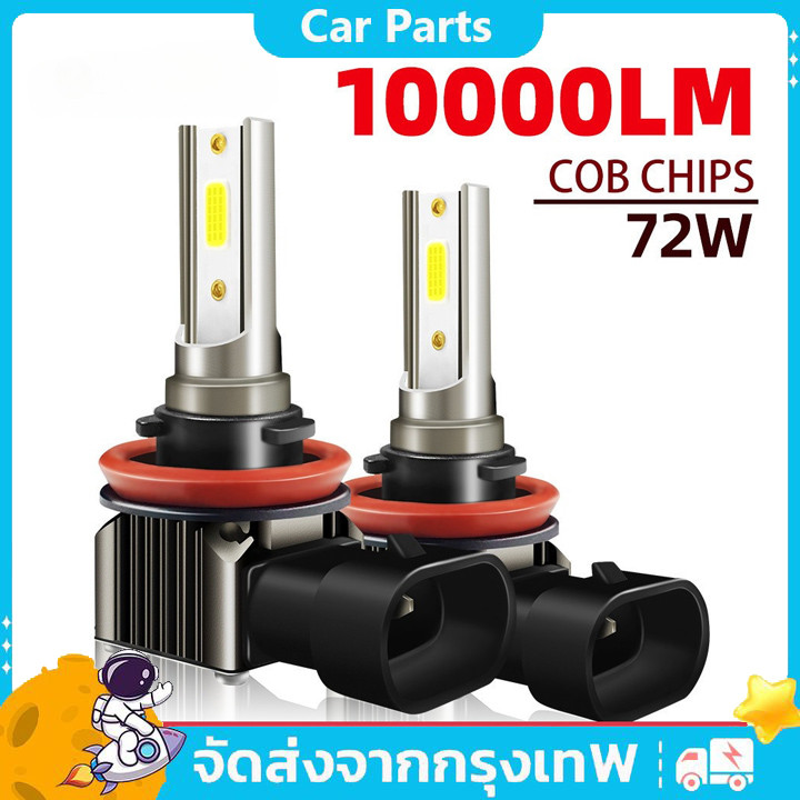 จัดส่งจากก【2 ชิ้น】ไฟหน้ารถยนต์ 9005 HB3 / 9006 HB4 12-24V 6000K COB ไฟหน้ารถ หลอดไฟตัดหมอกเทอร์โบ LED สว่างมาก H8/H9/H11