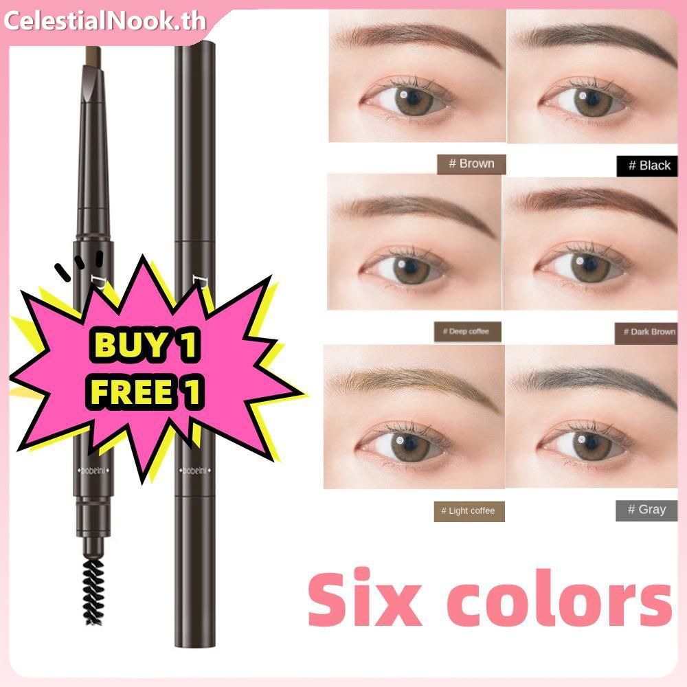 Naga Ranee [ซื้อ 1 แถม 1] ดินสอเขียนคิ้ว 2-in-2 หัวคู่ ติดทนนาน กันน้ำ เม็ดสีแน่น เกลี่ยง่าย เนื้อนุ่ม ไม่ทดลองกับสัตว์ เครื่องสำอางเขียนคิ้ว CelestialNook