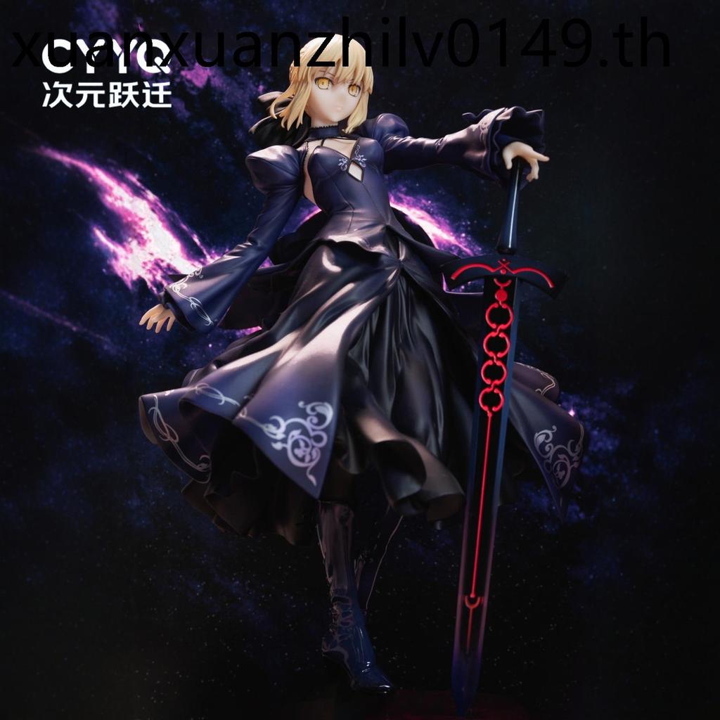 FGO Fate Night Arturia saber ชุดเดรสสีดํารูปสาวสวยทิวทัศน์สองมิติตกแต่งเดสก์ท็อป