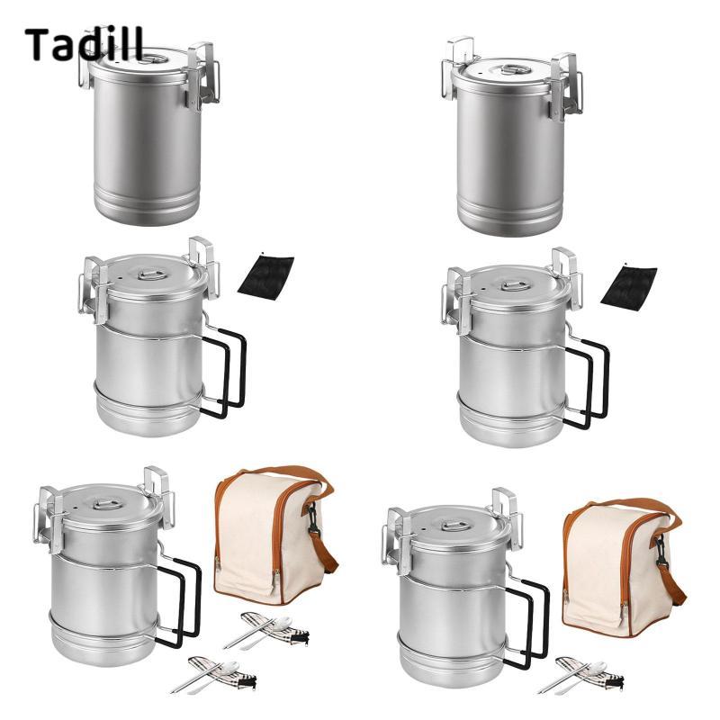Tadill Camping Pot หม้อพกพา 2 ใน 1 สำหรับทำอาหารและไอน้ำบนกองไฟ เครื่องครัวสำหรับแคมปิ้ง