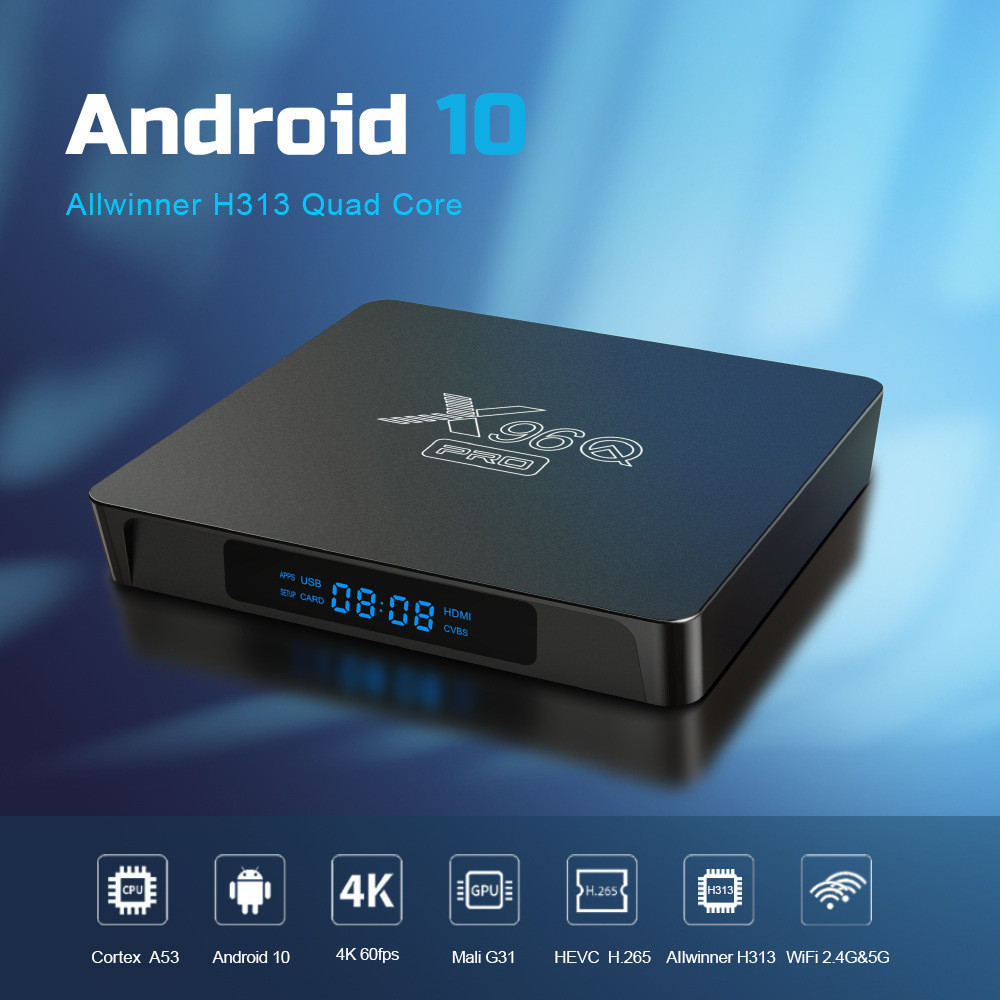 X x96q pro Set Top Box Quanzhi H313 Android 10 2G/16G 4K HD Network Box TVBO