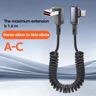6A Car Nylon Braided Spring Data Cable, สามมิติ Double Bend Type-c/usb-c Fast สายชาร์จ, 100w Fast CHARGING เหมาะสําหรับ IOS 16/17