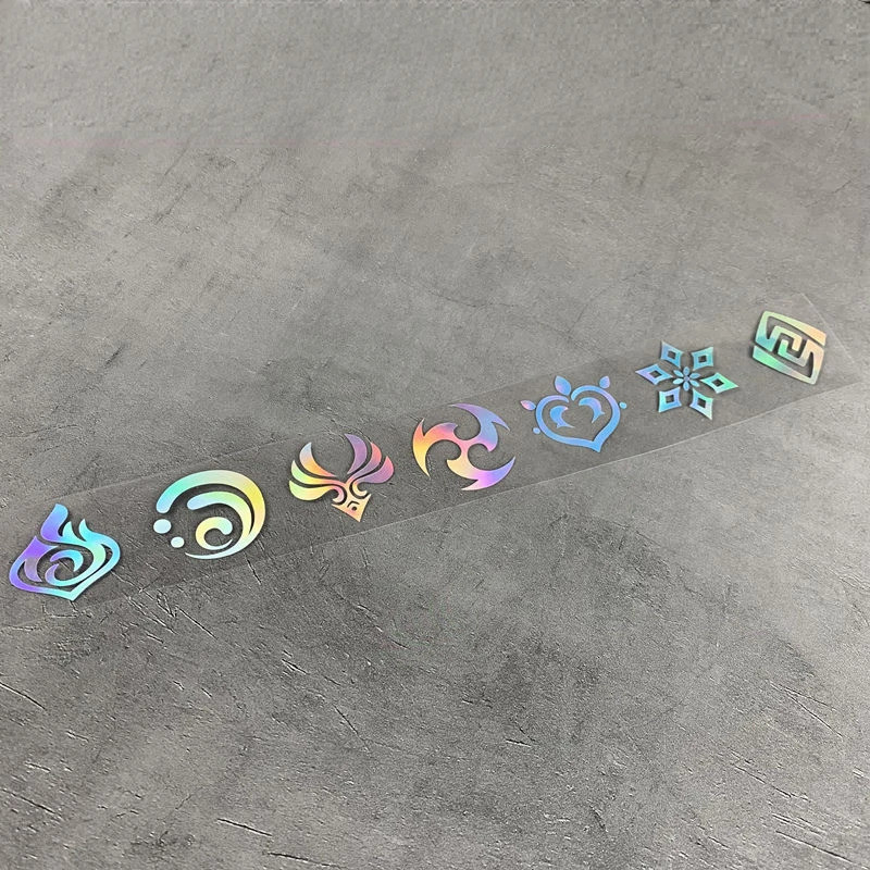 Genshin Impact 7 Element Laser Stickers DIY Decals Sticker For Computer Luggage Skateboard Motorcycl