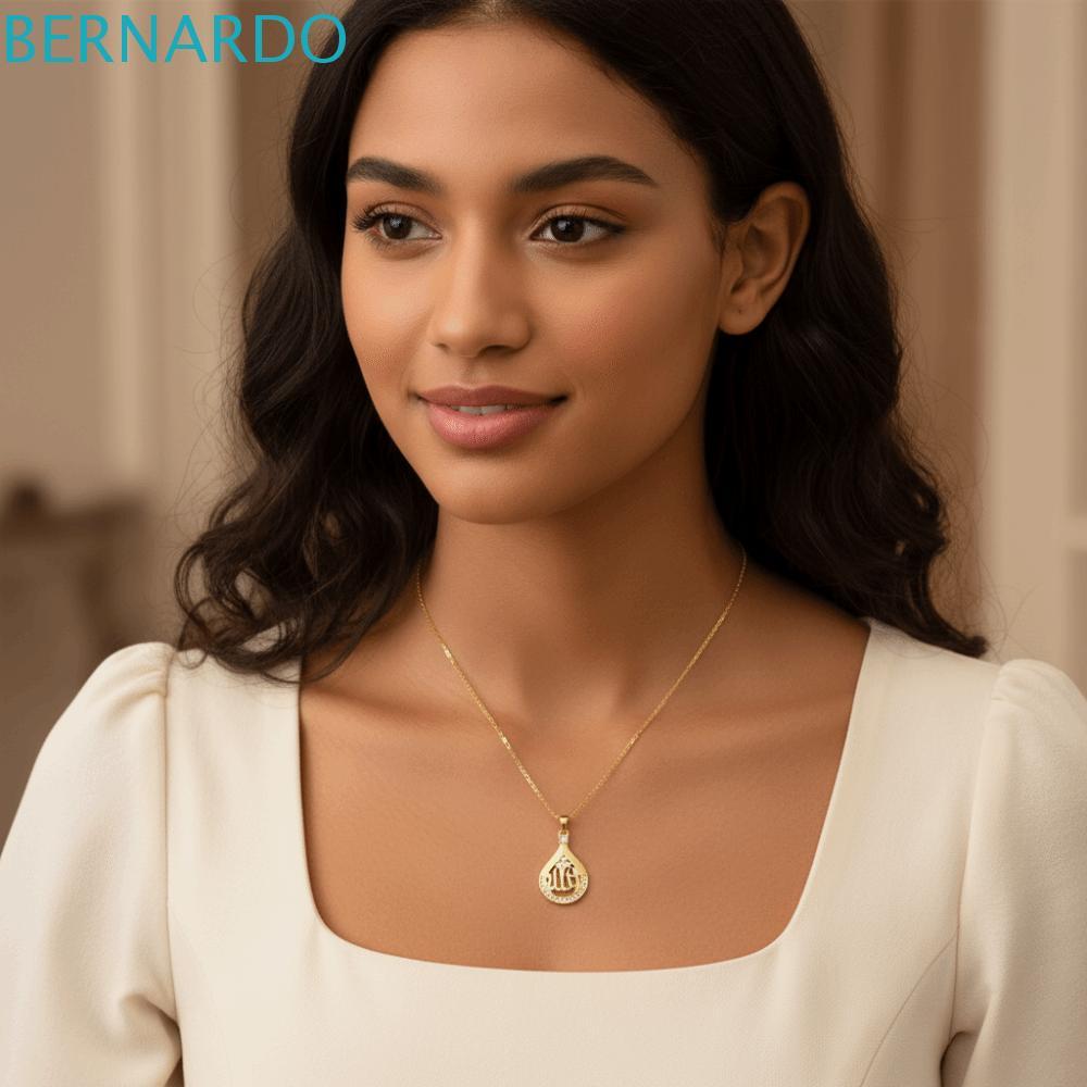 BERNARDO Allah จี้สร้อยคอ, โซ่สแตนเลสศรัทธาสร้อยคออิสลาม, แฟชั่นรอบจี้สัญลักษณ์คริสตัล Quran สร้อยคอ